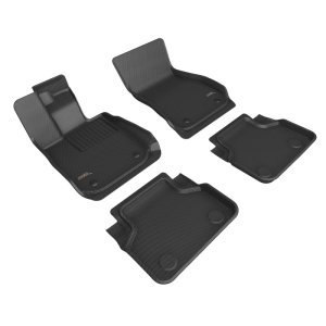 BMW 8 Series Floor Mats - Front + Rear - 3D MAXpider - KAGU Series All-Weather, 4-piece (Front + 2nd Row), MAXpider backing, Carbon Fiber Embossed Pattern - Black - `18-`23